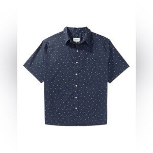 American Eagle Navy Blue Polka Dot Men's Button Up Shirt with Pocket - XL